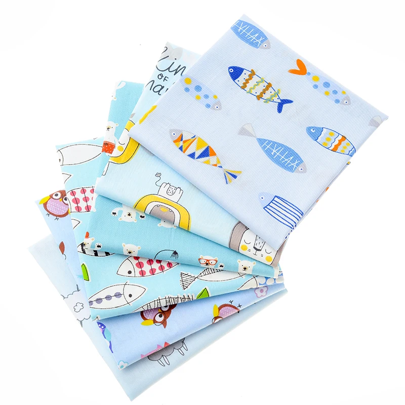 DIY ручная швейная ткань для штор наволочек пододеяльника. Синяя хлопчатобумажная