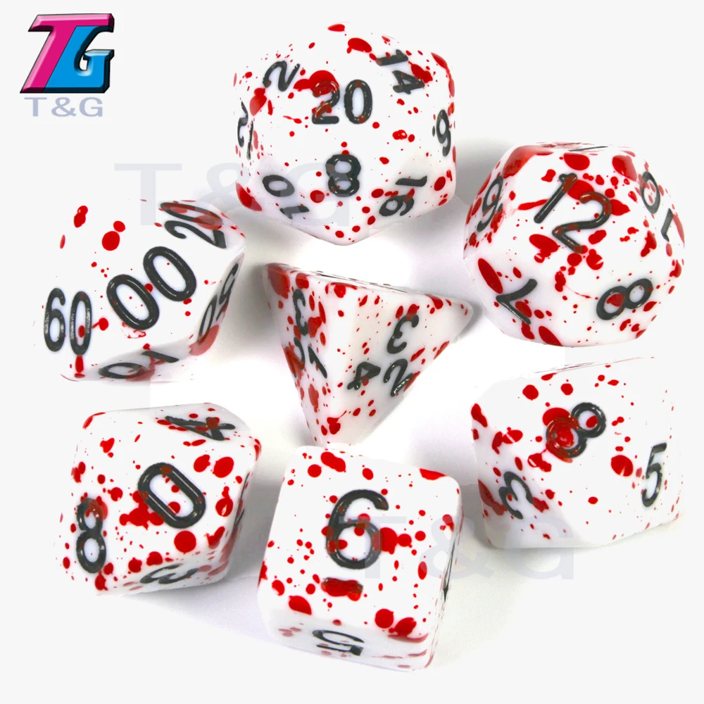 7 шт./компл. многогранные ТРП ДНД игры для непрозрачных D4 D20 Многосторонние кости