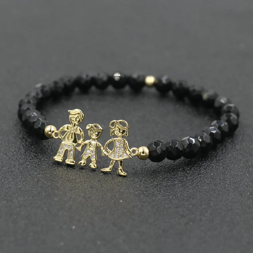 Счастливых для семьи пап мам и дочек девочек мальчиков из бисера браслет золото