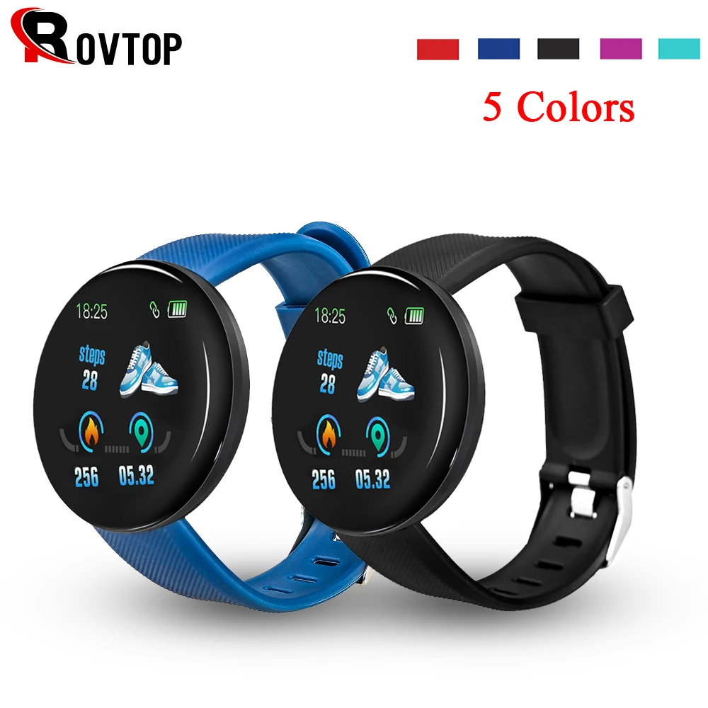 Rovtop D18 умные часы для мужчин и женщин кровяное давление круглые