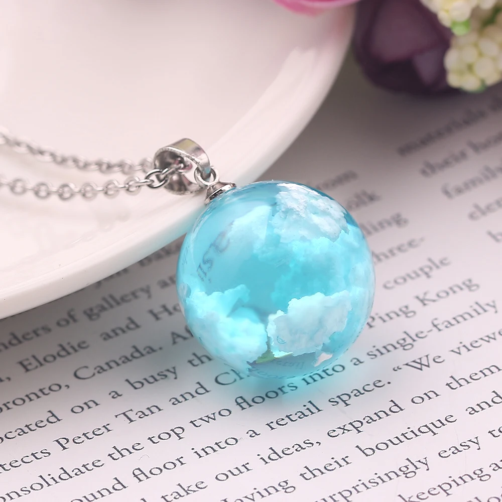 Ожерелье женское с подвеской в виде круглой Луны и шара из смолы|Ожерелья