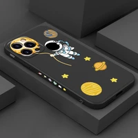 cute astronaut silicone case for iphone 13 mini 12 11 pro max xs xr 8 7 plus mobile phones liquid silicon soft bumper back cover