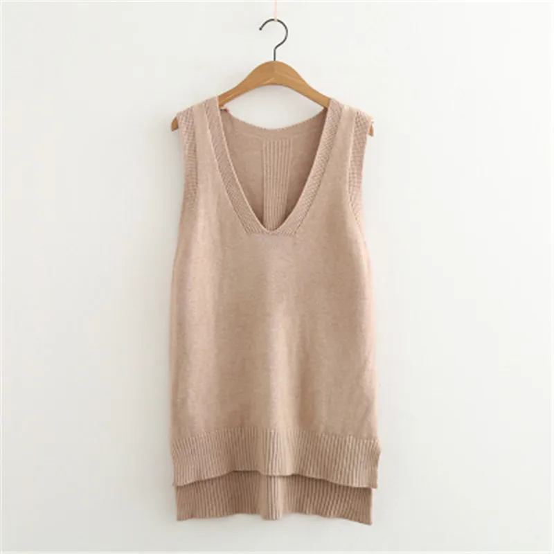 

2020 V Neck Sweater Knitted Sweater Women Sweaters Pullovers Autumn Winter FashionBasic Shirt Fitness Female Clothing Vest