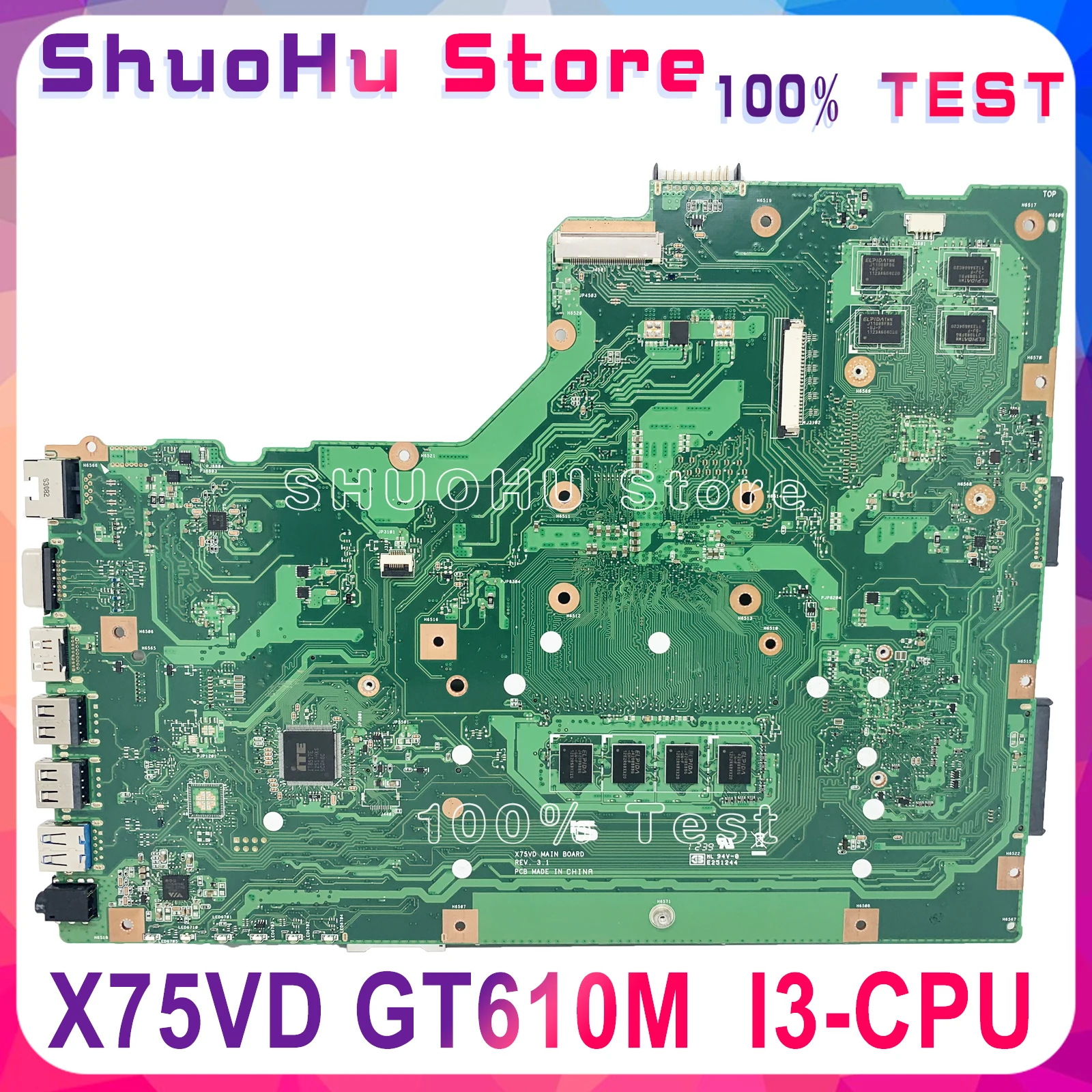 KEFU для ASUS X75VB R704V X75A X75VD X75V X75VC 4 Гб памяти GT610M Материнская плата ноутбука