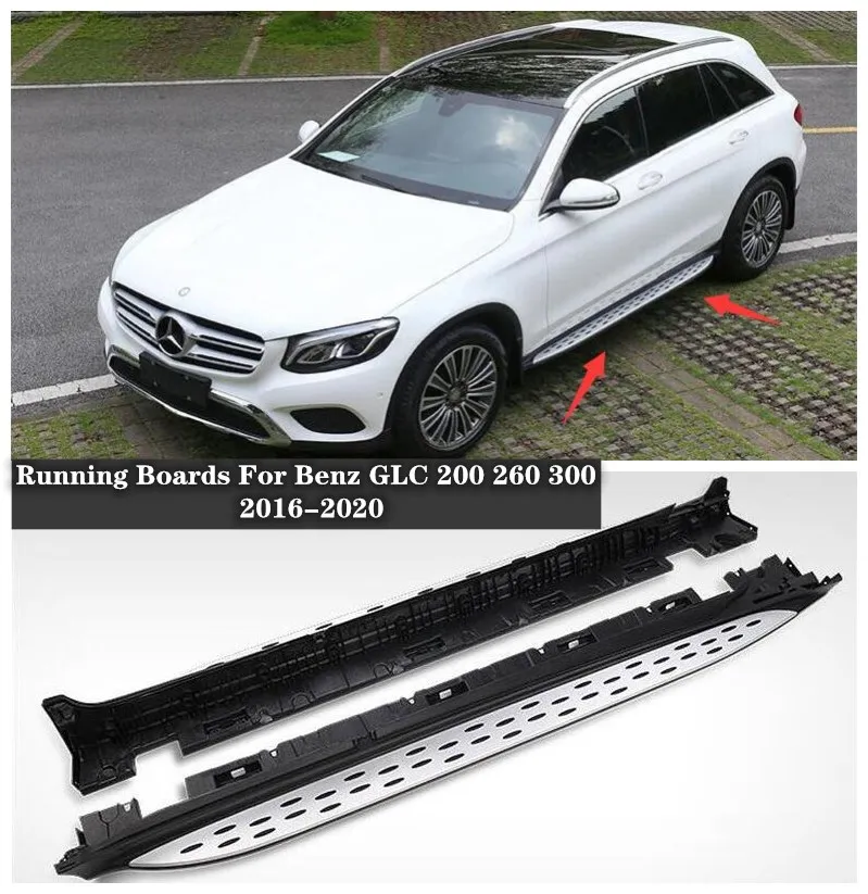 

Fits For Mercedes-Benz GLC 200 260 300 2016-2021 High Quality Aluminum Alloy Running Boards Side Step Bar Pedals
