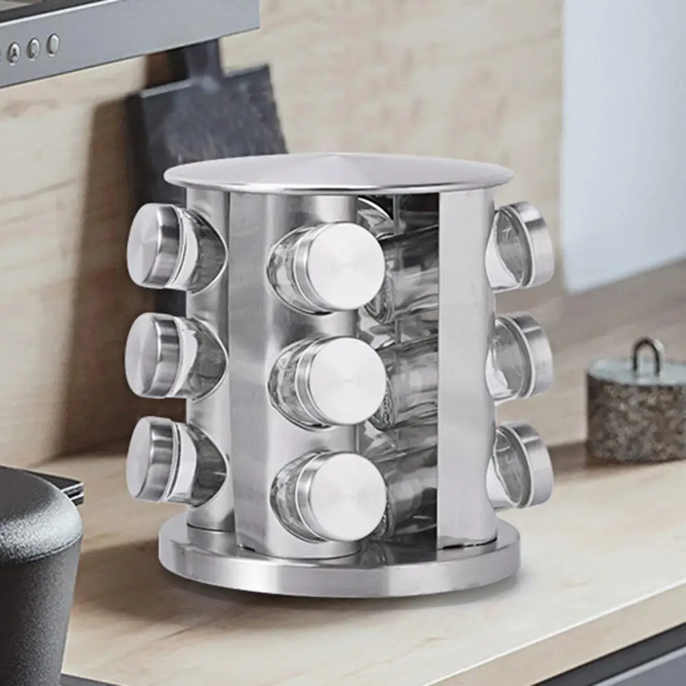

Spice Jar Glass Organizer Pepper Shakers Flavor Container Seasoning Kitchen Salt Pigs Rack Bottle Holder Flavouring Tank Shelf