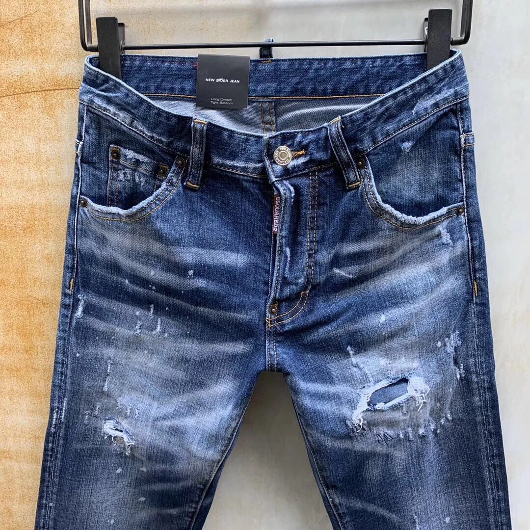 blue pants 100% Cotton classic,Authentic,DSQUARED2,Retro,Italian brand ,Women/Men Jeans,locomotive,Jogging jeans,DSQ983