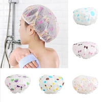 1pc cute elastic waterproof bath hat hair cover shower cap women hair salon bathing cap spa