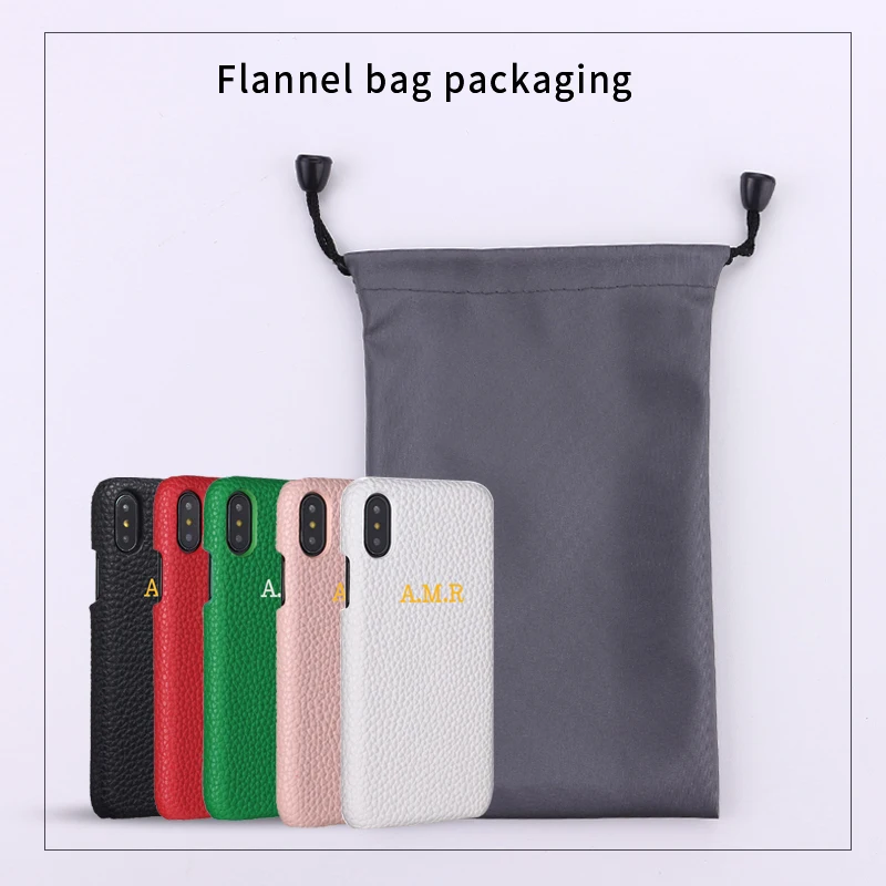 Personalization Custom Pebble Grain Leather Gold Silver Initial Name For iPhone14 14ProMax 14Plus 13Promax 13 12 11 Phone Case