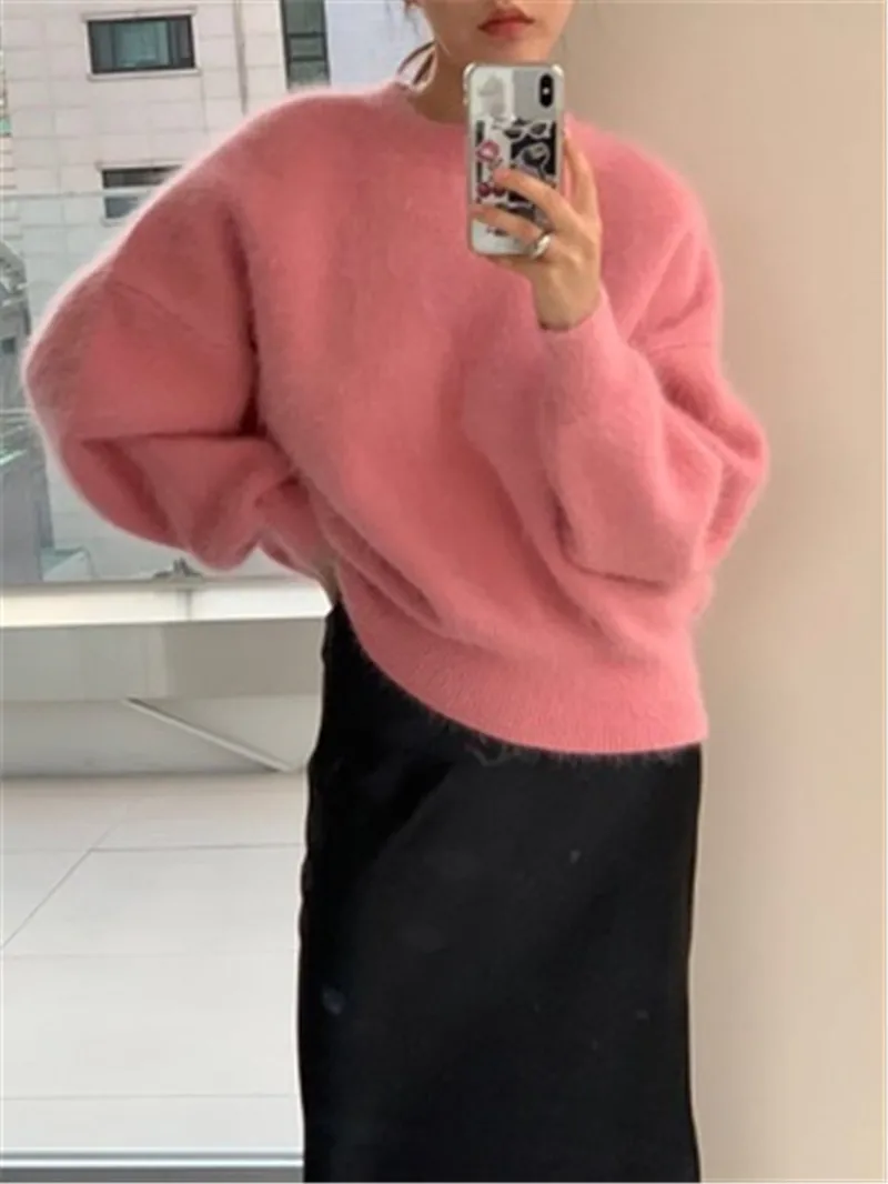 

Women' S Sweater Korean Solid Color Long Sleeve Cashmere Sweaters Female 2021