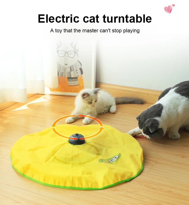 Electric Toy Cat 4 Speed Pet Plastic Turntable Interactive Intelligence Crazy Amusement Game Rotation Toys Accessories | Дом и сад