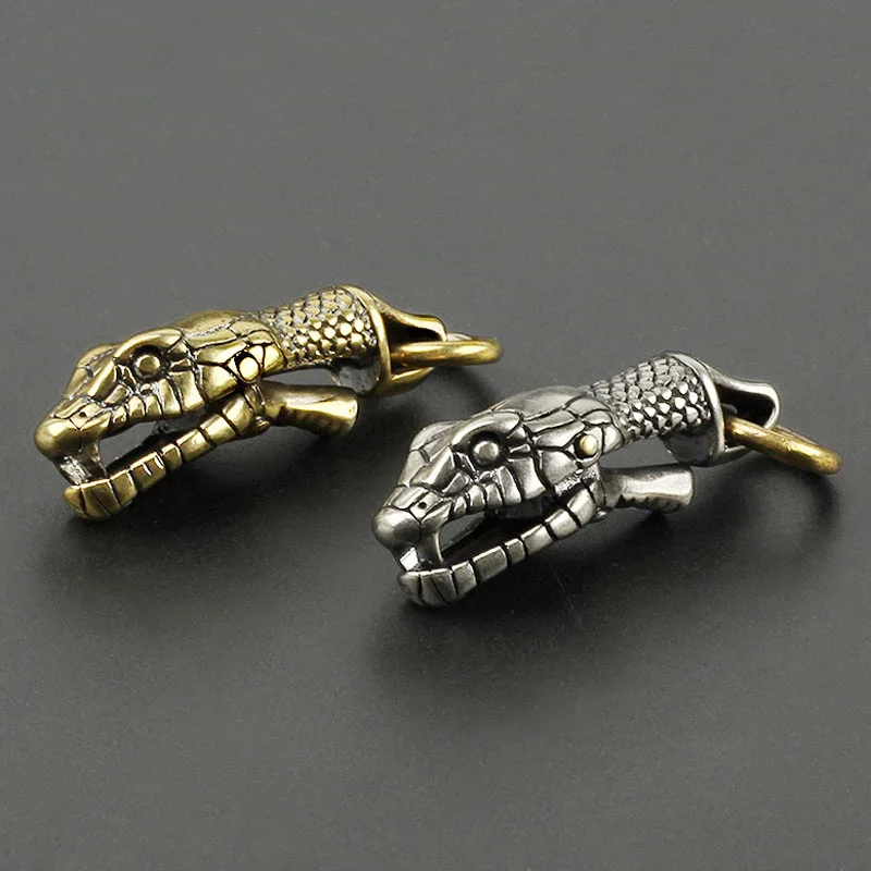 Латунь Змея брелок с головой Медь змеиная кожа Пряжка инструмент для наружных