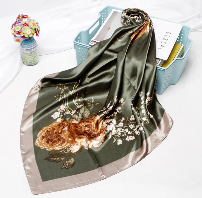 

Платок женский Шелковый с цветочным принтом, 90 х90 см