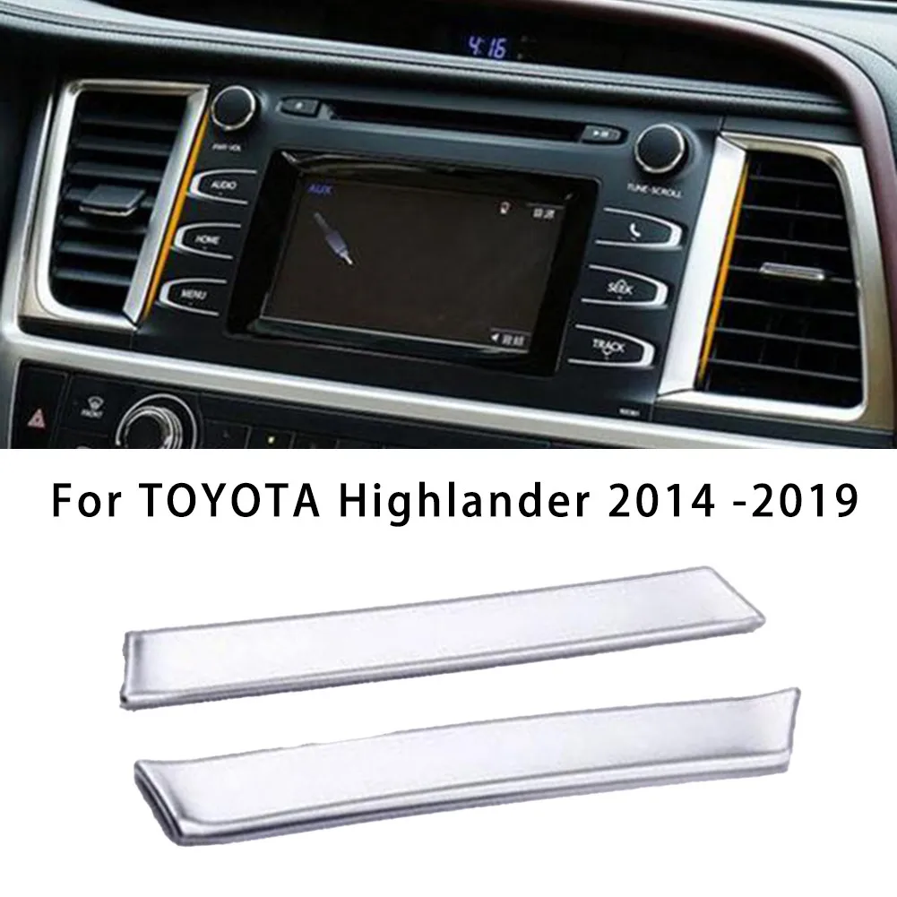 

2pcs Decorative Strip A/C Accessories Air Vent Chrome For TOYOTA Highlander 2014 -2019 Trim