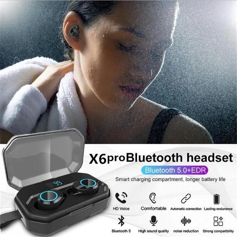 X6 Pro Наушники вкладыши TWS Bluetooth 5 0 наушники зарядный чехол с светодиодный Мощность