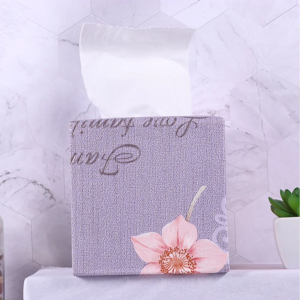 

1pc Tissue Box Napkin Storage Container Paper Organizer Household Printed Square Tissue Box for Home Hotel (Sky-blue