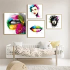 Новая абстрактная масляная живопись Череп поп-арт модная женская обувь на высоком каблуке губы Murciano девушка стена искусство холст печать Куадрос индийский
