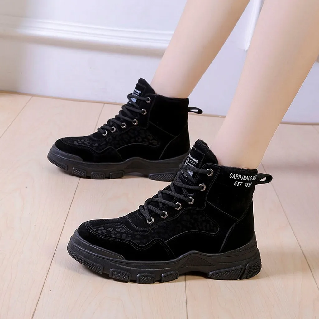 Женские ботинки на плоской подошве с круглым носком вельветовые зимние