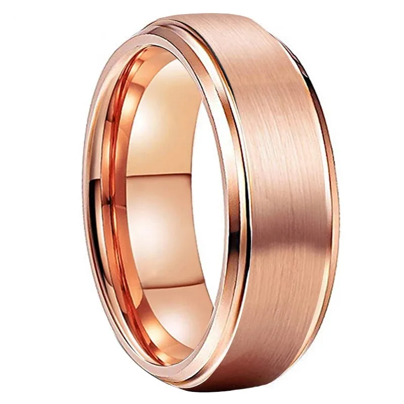 

8mm Mens Stainless Steel Beveled Edges Brushed Ring Wedding Band Engagement Ring For Men Anniversary Jewelry Accessories