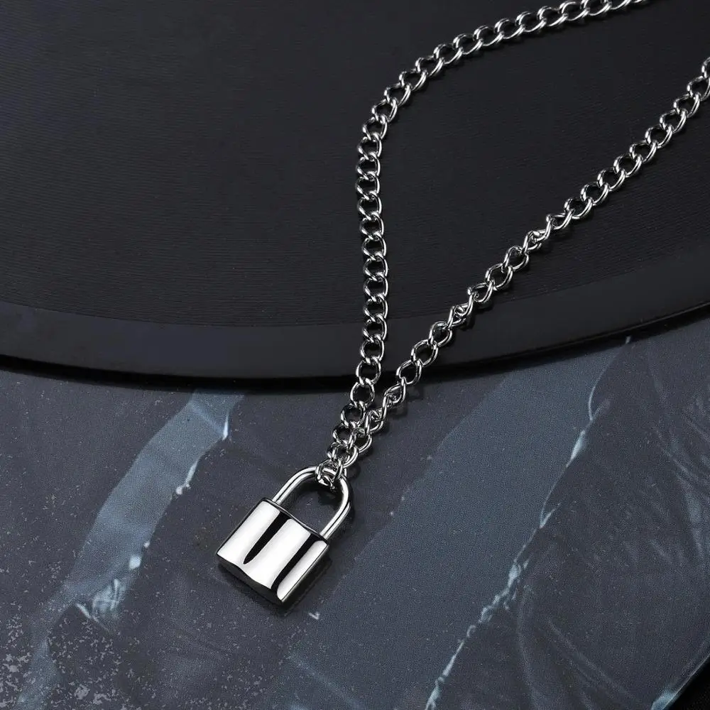 Новая мода высокое качество титана стали хип хоп небольшой замок ожерелье кулон