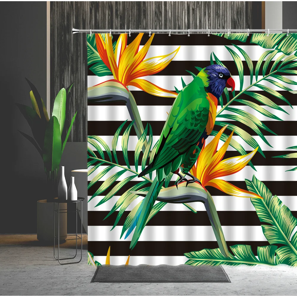 

Shower Curtain Partition Curtain Tropical Plants Palm Leaf Pattern Bathtub Decorate Restroom Bathroom Bath Screen Hanging