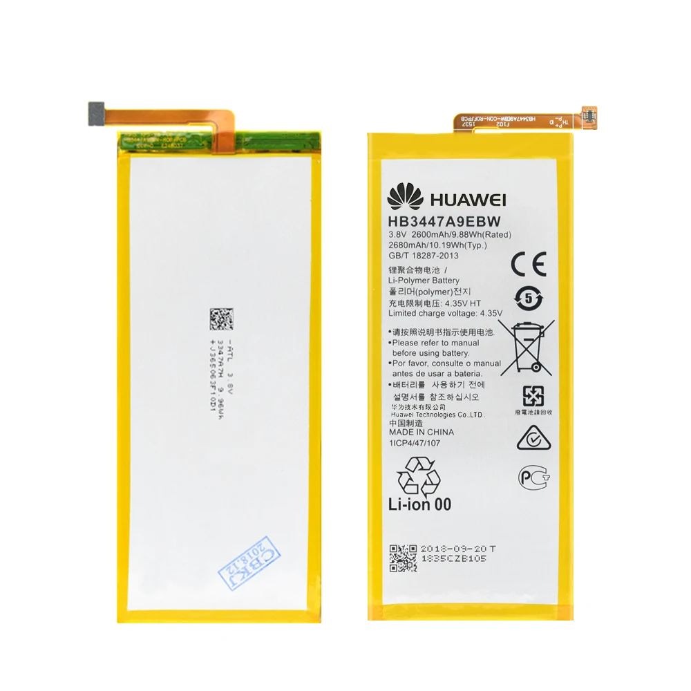 100% Оригинальный аккумулятор HB3447A9EBW для Huawei P8 Ascend GRA-L09 GRA-UL00 GRA-UL10 2600/2680mAh Akku Accu +