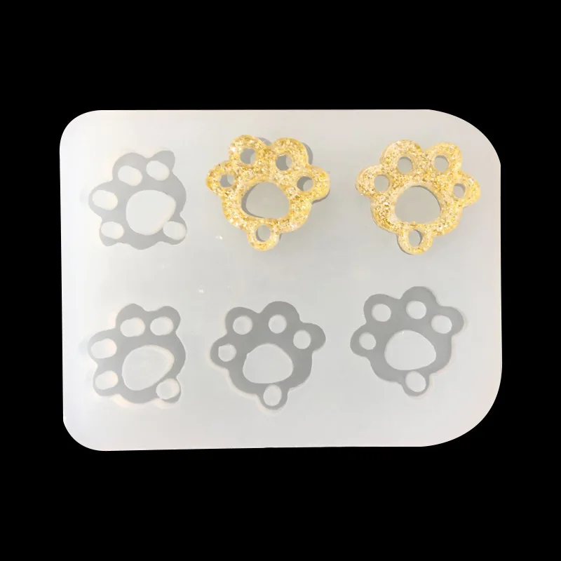 Ornament Perforated DIY Silicone Mold UV Glue Epoxy Resin Kitten Claw Footprints Baking Accessories for Pendants | Дом и сад