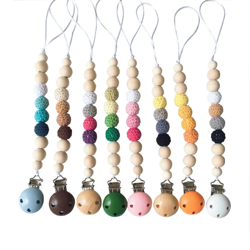 

Wooden Baby Pacifier Clip Anti-chain Infant Pacifier Chain Toy Newborn Nipple Holder Baby Accessories