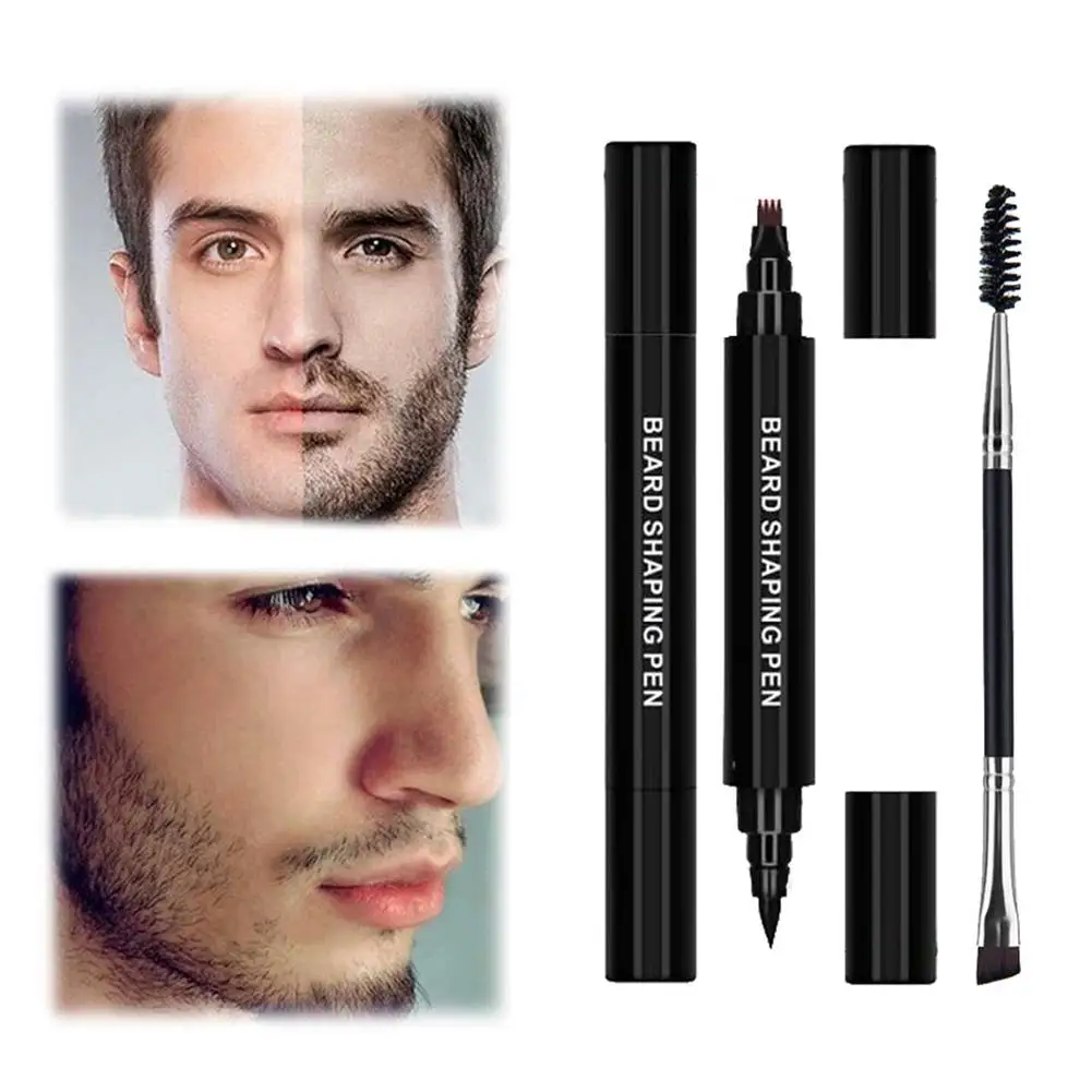 Beard Pencil Filler Kit Men Beard Makeup Enhancer Waterproof Moustache Coloring Tools Anti Hair Loss Whiskers Styling Pen  - buy with discount