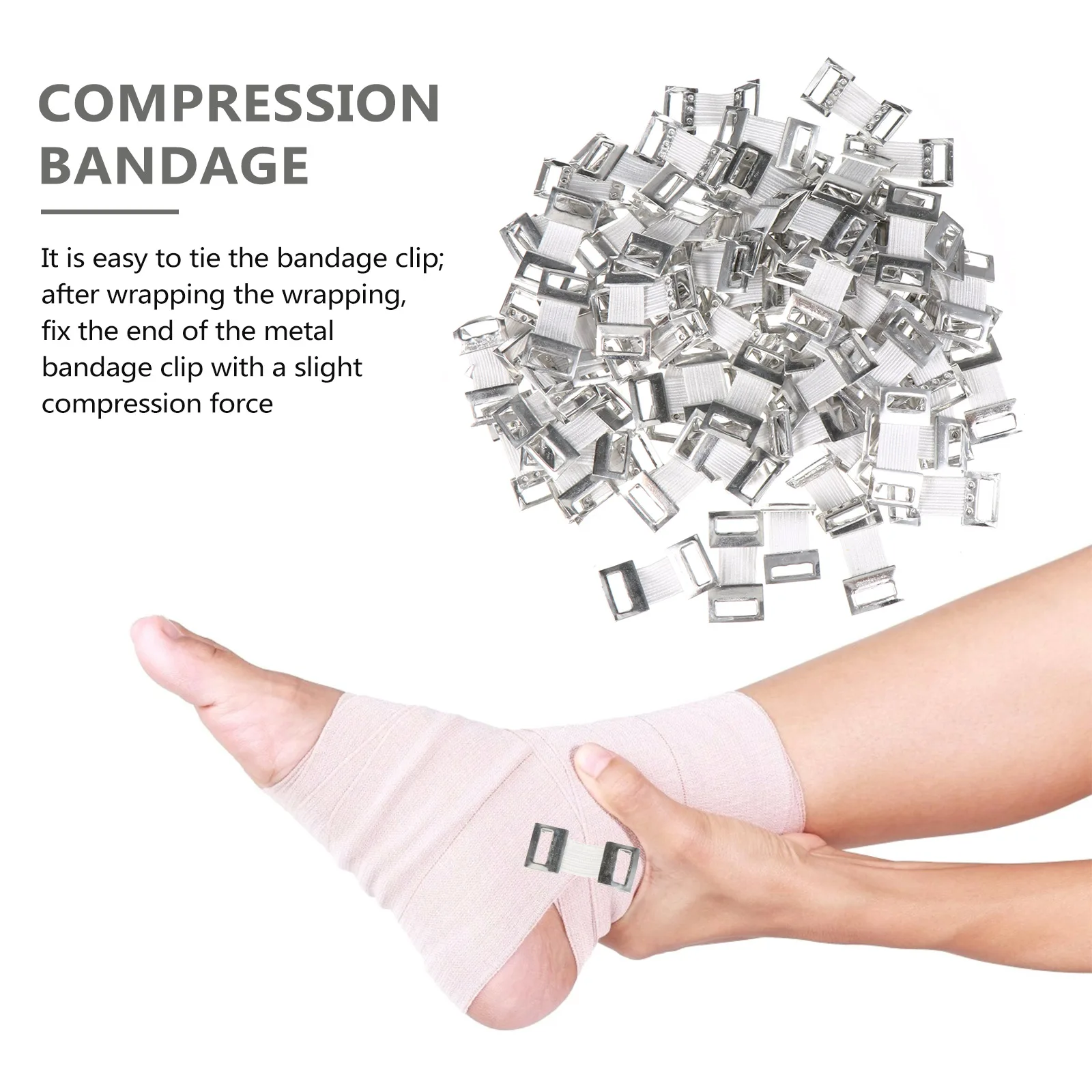 

100Pcs Bandage Buckles Practical Aluminum Hook Elastic Buckles Simple Bandage Clips Bandage Buckles For Men Women