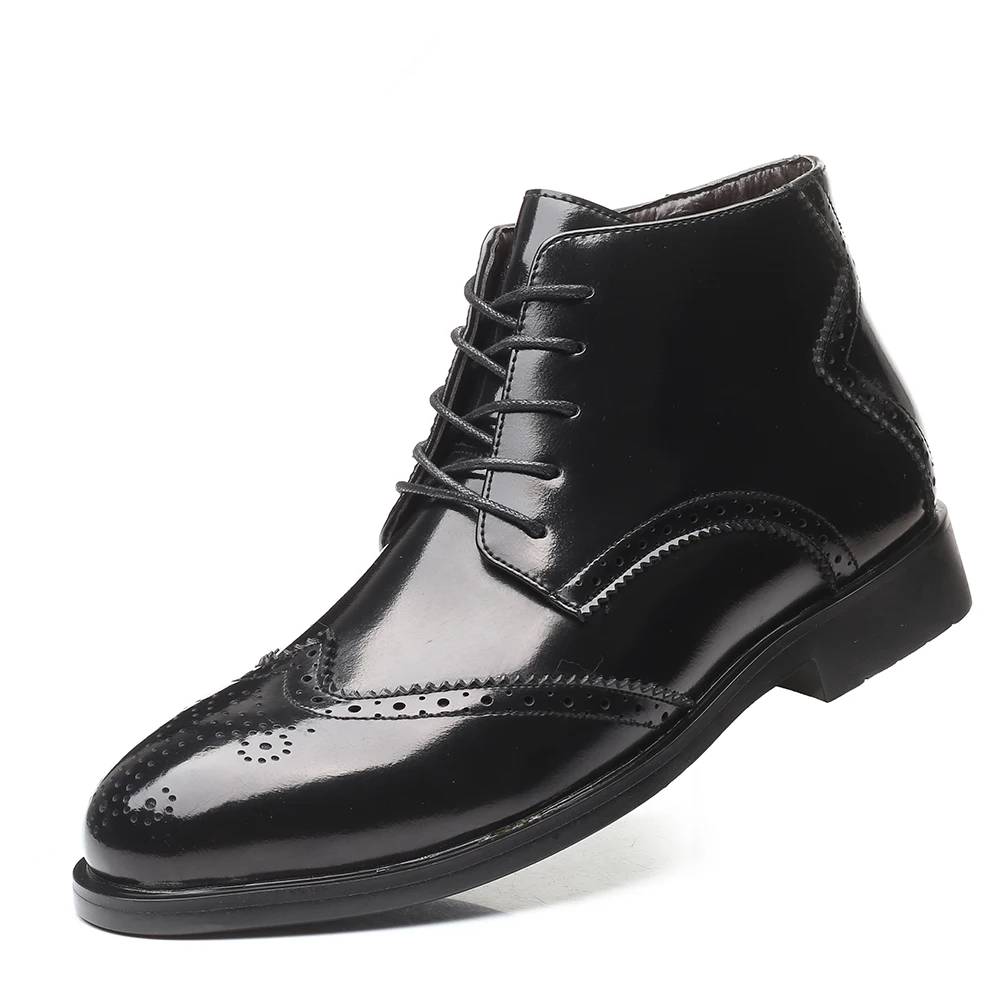 Black Men Boots Misalwa модная обувь с перфорацией типа «броги» Мужская обувь элегантная бабочка, деловой костюм для мальчиков, ботинки «Челси»; острый носок; широкая линейка ботинки размера плюс; большие размеры 38-48 металлическая Цвет золото - Цвет: Black Men Boots