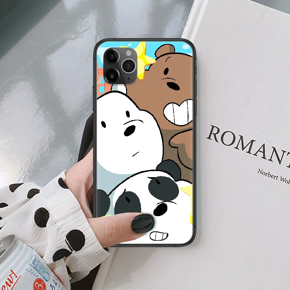 

Cute Bare Cartoon Bears Friends Phone Case For IPhone 4 4s 5 5S SE 5C 6 6S 7 8 Plus X XS XR 11 12 Mini Pro Max 2020 black Cell