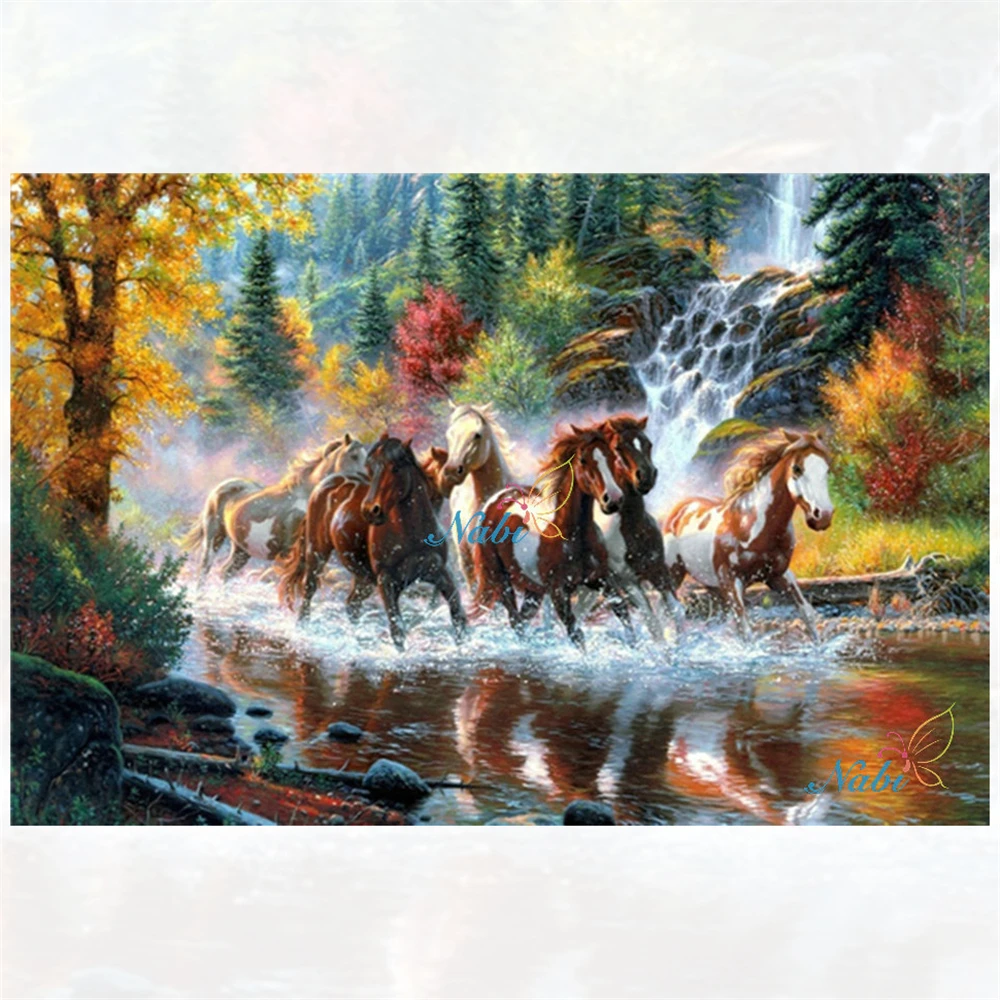 Набор для вышивки крестиком 11CT Снежная лошадь набор рукоделия холст с принтом