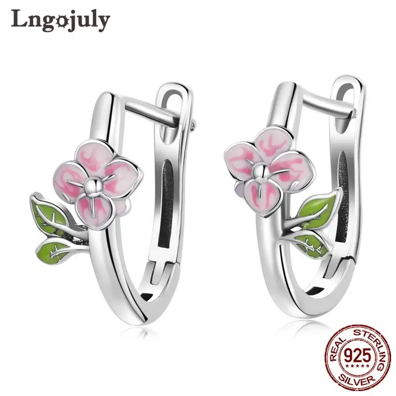

Genuine 925 Sterling Silver Women Earring Classic Flower Stud Earrings For Women Birthday Party Silver 925 Fine Jewelry Gifts
