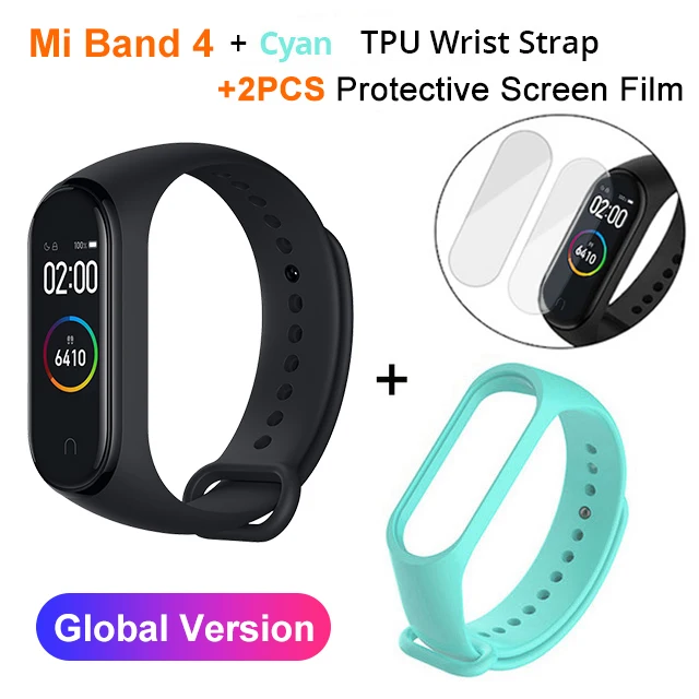 miband4 N Cyan Strap Xiaomi mi Band 4 SmartBand mi Band 4 Браслет фитнес-трекер для измерения сердечного ритма Bluetooth 5,0 50 м водонепроницаемый - Цвет: miband4 N Cyan Strap