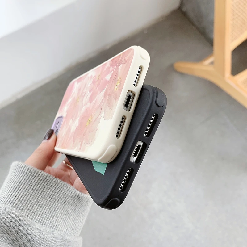 

Cute Relief Flower Phone Case For iPhone 12 11 Pro Max 7 8 Plus X XR XS Max Bumper Shockproof Soft Back Cover Coque