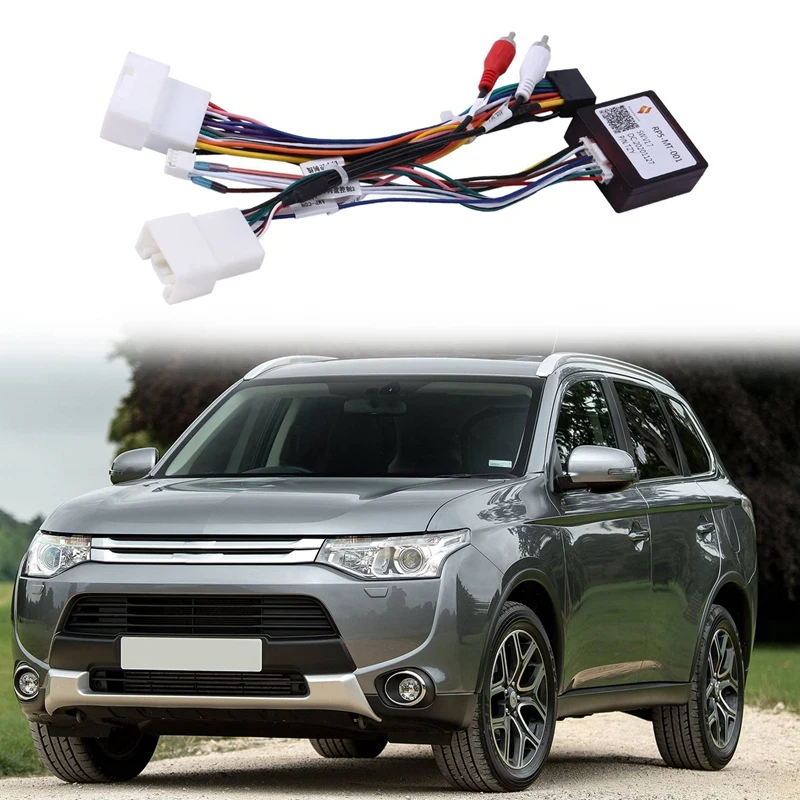 

Car 16Pin Power Wiring Harness Cable Adapter with Canbus for Mitsubishi Outlander Pajero Install Android Stereo Player