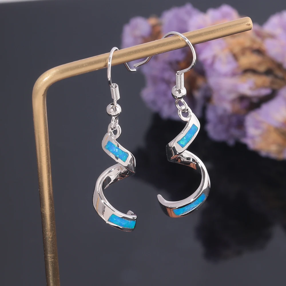 Женские серьги подвески CiNily розовые оранжевые белые синие огненный опал