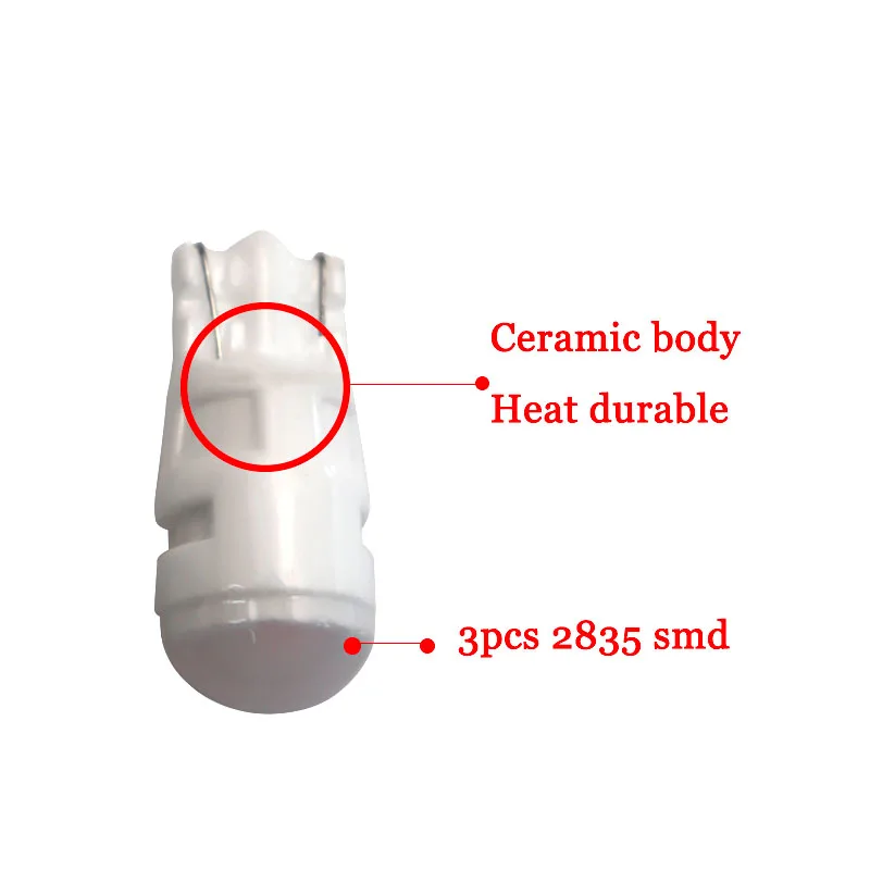 100 шт. T10 керамика 3 SMD 2835 светодиодные противотуманные линзы круглые 40MA габаритные