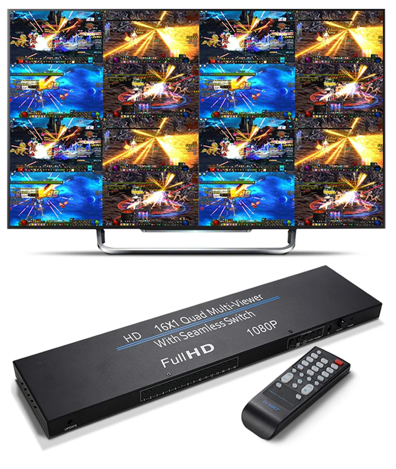 Full HD 1080P HDMI совместимый 16x1 многофункциональный переключатель бесшовный 4x1