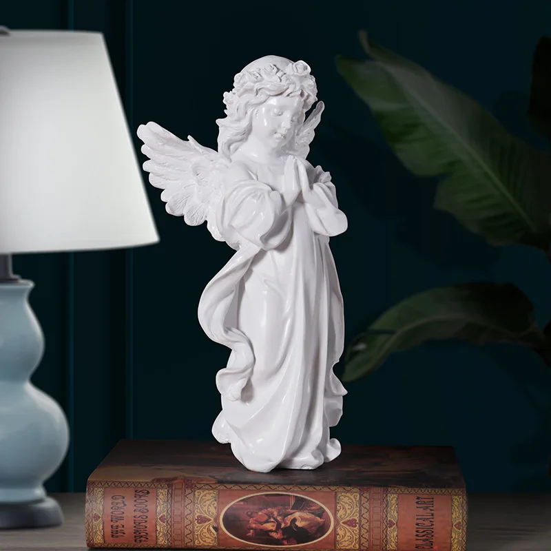 Молитвенные Крылья Ангела девочки искусство визуальная статуя из смолы для