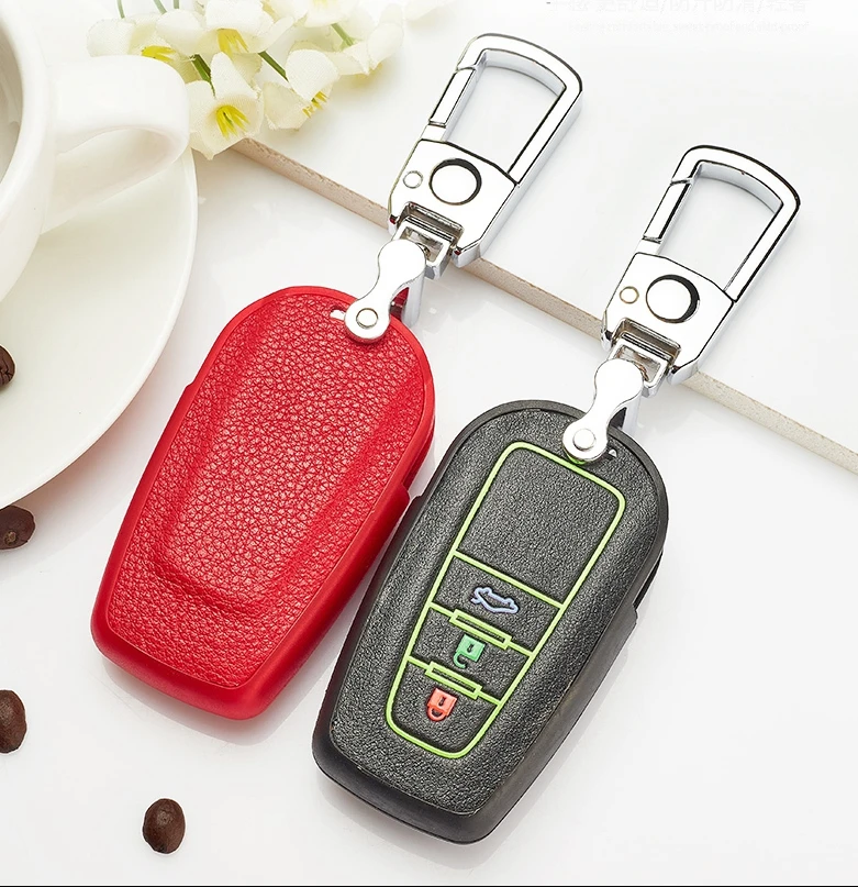 Чехол для автомобильного кожаного светящегося ключа Toyota Land Cruiser PRADO RAV4 Camry CHR ключ