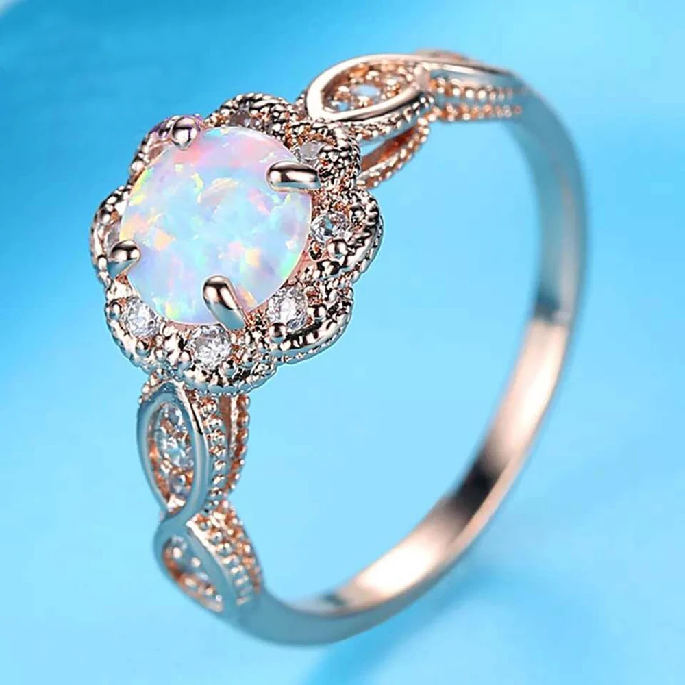Женское кольцо с цветком из австралийского кристалла Подарок на годовщину
