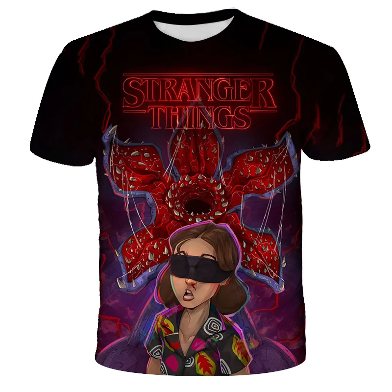 

3D Stranger Things T Shirt Girl Graphic Tees T-shirt Children's Clothing Short Sleeve Black Kids Clothes Summer Tops Costume