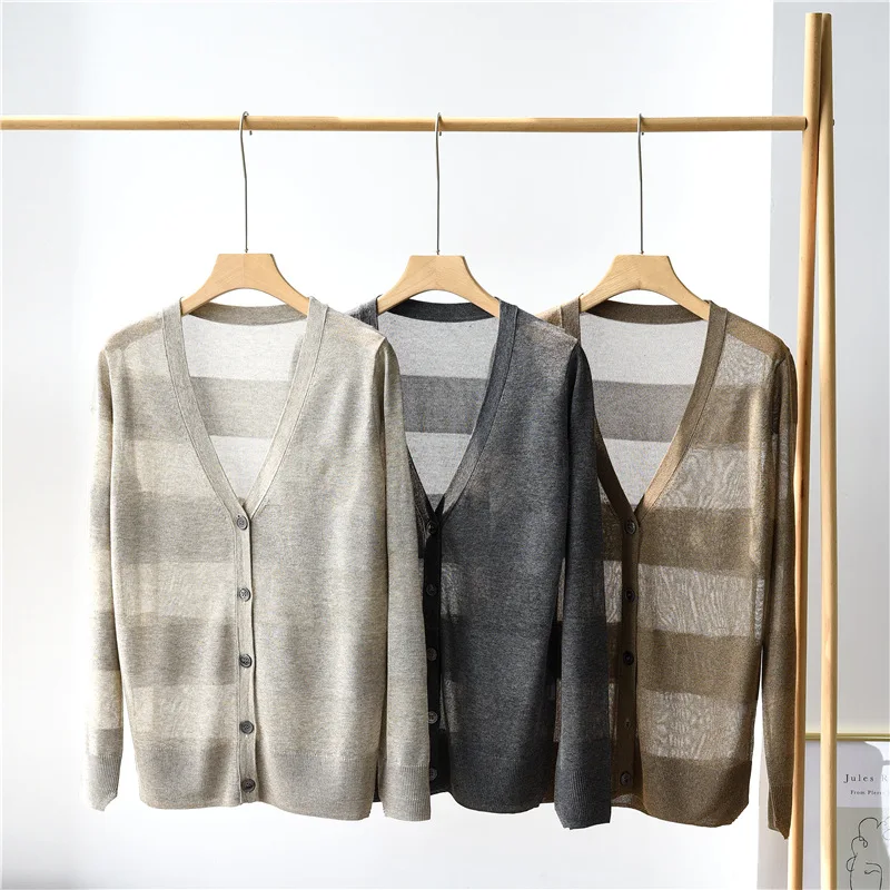 

Женский свитер 2021 осенний кардиган женский тонкий кардиган с V-образным вырезом простой Свободный вязаный кардиган