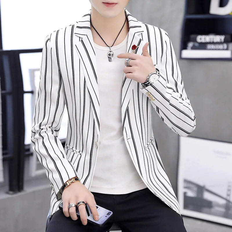 

2020 small suit men's cultivate one's morality teenagers vertical stripes leisure suit