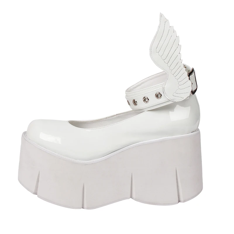 Туфли-лодочки женские на танкетке с ангельским принтом