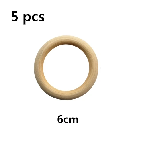 5pcs 6cm Натуральные зубцы из древесины бусины деревянное кольцо Stic Dreamcatcherk Дети Diy Деревянный аксессуар для изготовления ювелирных изделий макраме аксессуары - Цвет: 5pcs 6cm