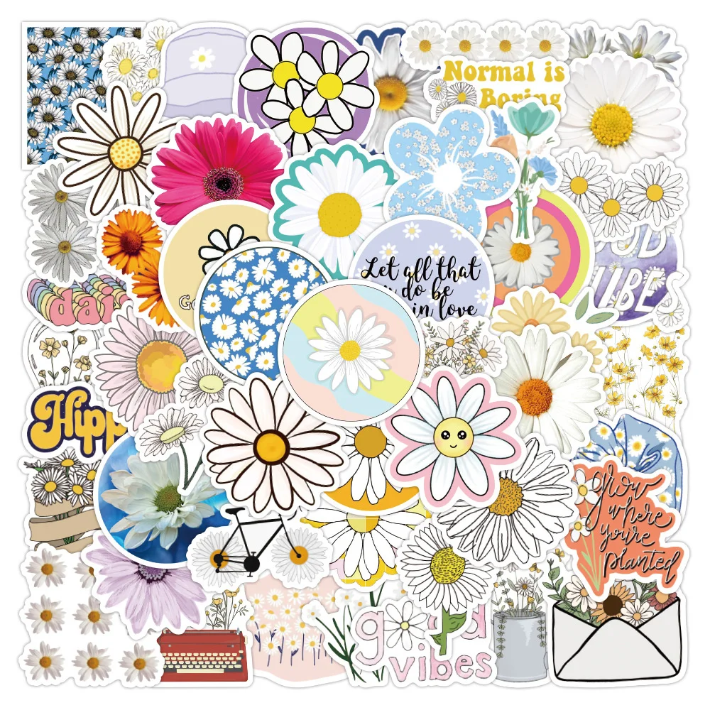 

10/30/50PCS Cartoon Daisy Pattern Decorative Graffiti Sticker Luggage Suitcase Classic Toy Laptop Waterproof Sticker Wholesale
