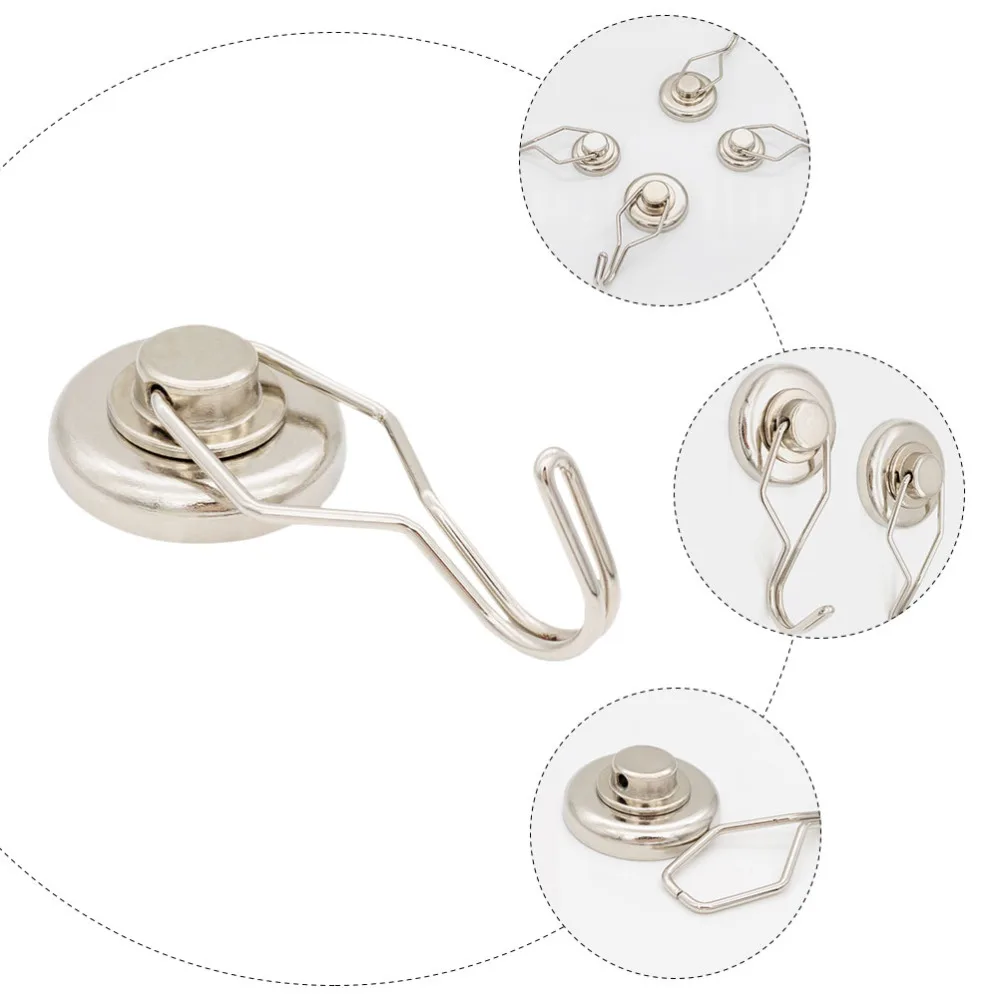 

4pcs 360 Degrees Swivel Swing Magnetic Hooks Wall Hanger Household Supplies